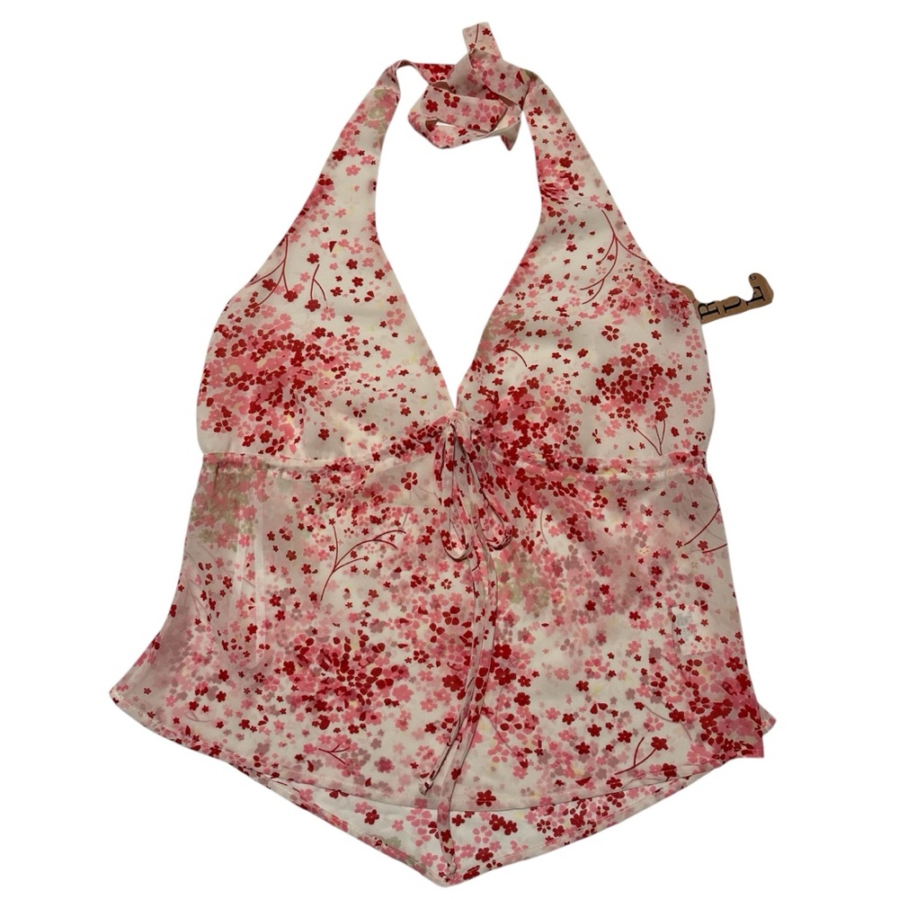 True Meaning NWT Pink and White Top Halter Neck SZ M